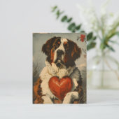 St. Bernard hond  Valentijnsdag Briefkaart (Staand voorkant)
