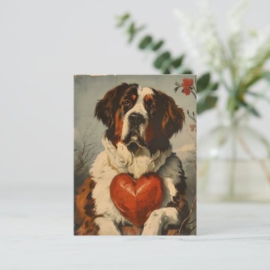 St. Bernard hond  Valentijnsdag Briefkaart (Staand voorkant)