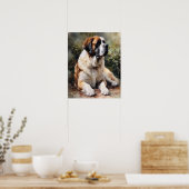 St. Bernard Honden Kunstprint Poster (Keuken)