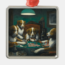 St Bernard Honden Spelen Poker (Kitsch Animal Art) Metalen Ornament