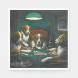 St Bernard Honden Spelen Poker (Retro Animal Art) Servet