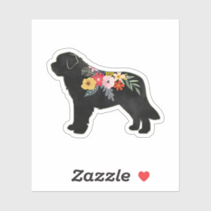 St Bernard Hondenras Boho Floral Silhouette Sticker