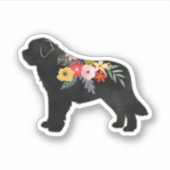 St Bernard Hondenras Boho Floral Silhouette Sticker (Voorkant)