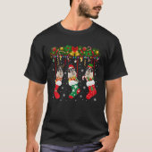 St Bernard in Sock Xmas Reindeer Santa ELF Dog T-shirt (Voorkant)