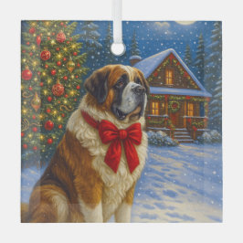 St. Bernard Kerst Glas Ornament