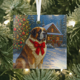 St. Bernard Kerst Glas Ornament