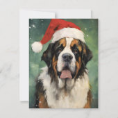 St.Bernard Kerstborstel schilderen kunstwerk Feestdagenkaart (Voorkant)