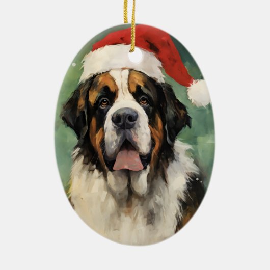 St.Bernard Kerstborstel schilderen kunstwerk Keramisch Ornament (Achterkant)