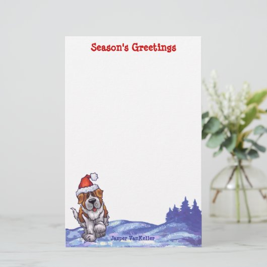 St. Bernard Kerstmis Briefpapier (Staand voorkant)