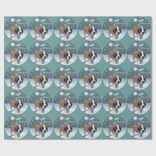 St Bernard Kerstmis Cadeaupapier (Vlak)