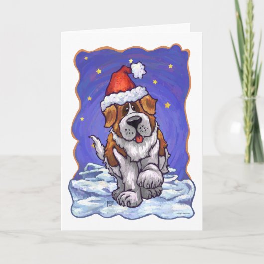 St. Bernard Kerstmis Feestdagen Kaart (Voorkant)