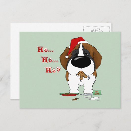 St. Bernard Kerstmis Feestdagenkaart (Voorkant / Achterkant)