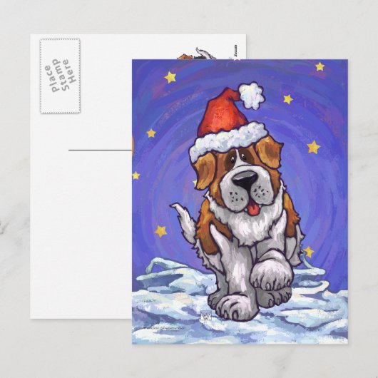 St. Bernard Kerstmis Feestdagenkaart (Voorkant / Achterkant)