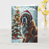 St Bernard Kerstmis Kaart (Gele Bloem)