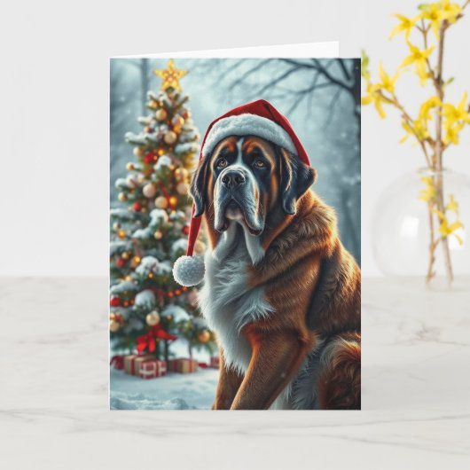 St Bernard Kerstmis Kaart (Gele Bloem)