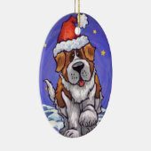St. Bernard Kerstmis Keramisch Ornament (Rechts)