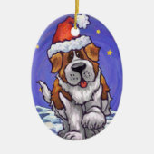 St. Bernard Kerstmis Keramisch Ornament (Voorkant)