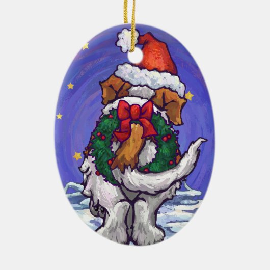 St. Bernard Kerstmis Keramisch Ornament (Achterkant)