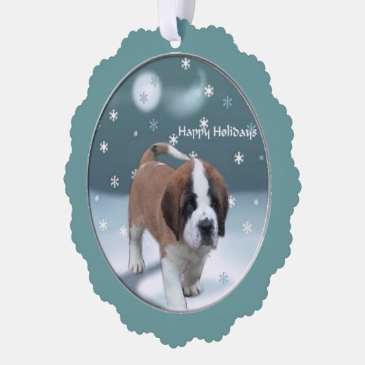 St Bernard Kerstmis Ornament Kaart (Links)