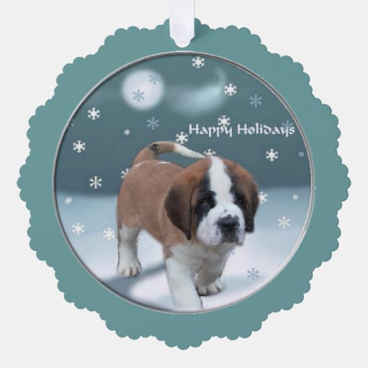 St Bernard Kerstmis Ornament Kaart (Voorkant)