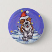 St. Bernard Kerstmis Ronde Button 5,7 Cm (Voorkant)