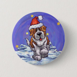 St. Bernard Kerstmis Ronde Button 5,7 Cm