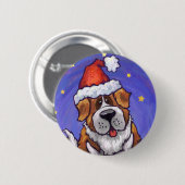 St. Bernard Kerstmis Ronde Button 5,7 Cm (Voorkant /achterkant)