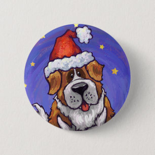 St. Bernard Kerstmis Ronde Button 5,7 Cm