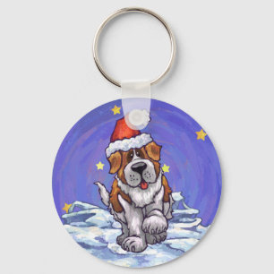 St. Bernard Kerstmis Sleutelhanger