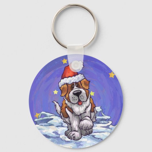 St. Bernard Kerstmis Sleutelhanger (Voorkant)