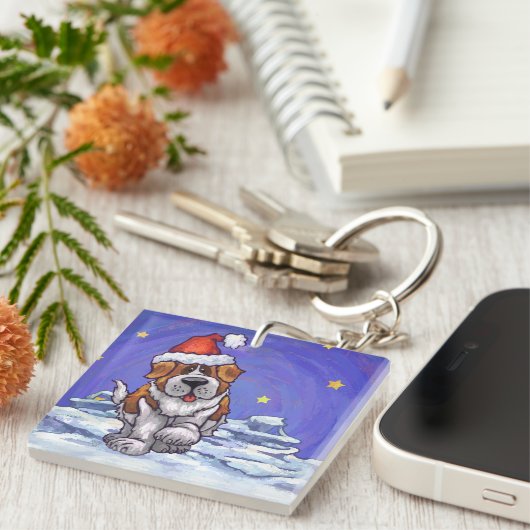 St. Bernard Kerstmis Sleutelhanger (Voorkant Rechts)