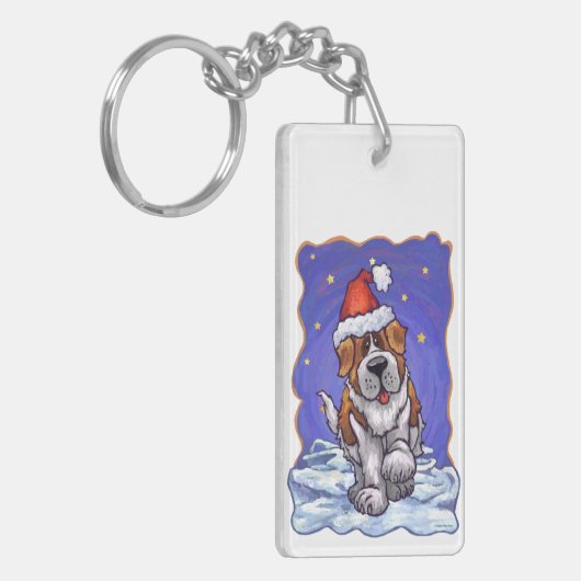 St. Bernard Kerstmis Sleutelhanger (Voorkant Links)