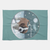 St Bernard Kerstmis Theedoek (Horizontaal)