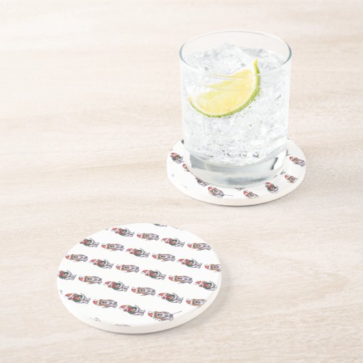 St. Bernard Kerstmis Zandsteen Onderzetter (Zijkant)