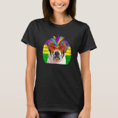 St Bernard Mardi Gras-feest hondenmasker kralen T-shirt (Voorkant)