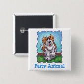 St. Bernard Party Center Vierkante Button 5,1 Cm (Voorkant /achterkant)