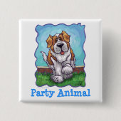 St. Bernard Party Center Vierkante Button 5,1 Cm (Voorkant)