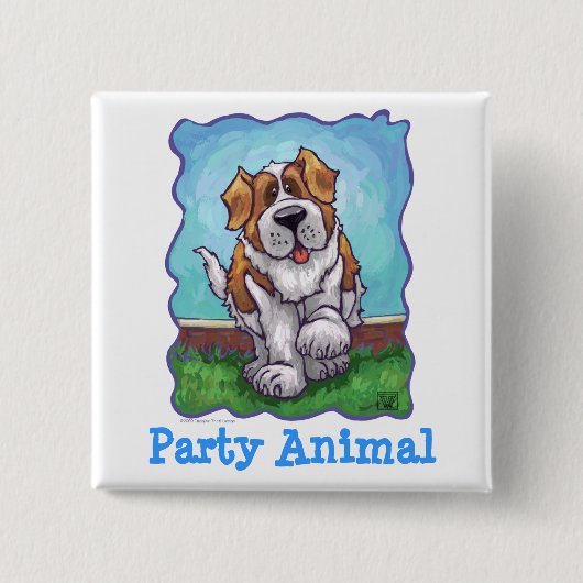 St. Bernard Party Center Vierkante Button 5,1 Cm (Voorkant)