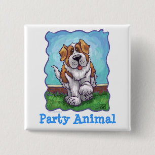 St. Bernard Party Center Vierkante Button 5,1 Cm