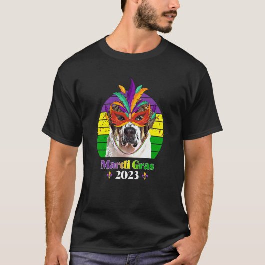 St Bernard Party Dog Mardi Gras 2023 T-shirt (Voorkant)