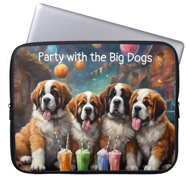 St Bernard Puppies en Milkshakes Laptop Sleeve (Voorkant)