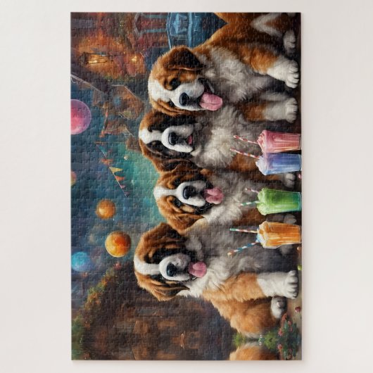St Bernard Puppies en Milkshakes Legpuzzel (Verticaal)