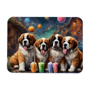 St Bernard Puppies en Milkshakes Magneet