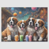 St Bernard Puppies en Milkshakes Tissuepapier (Voorkant)