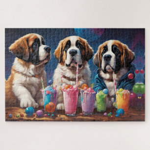 St Bernard Puppies Party en Milkshakes Legpuzzel