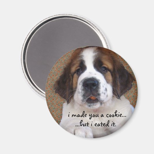 St Bernard Puppy Cookie Magneet (Voorkant / Achterkant)