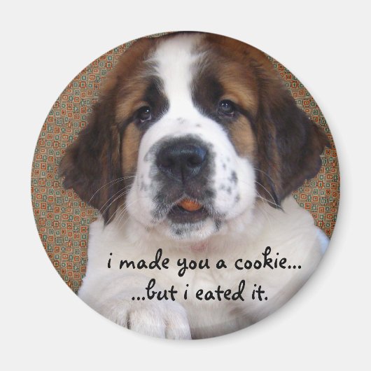 St Bernard Puppy Cookie Magneet (Voorkant)