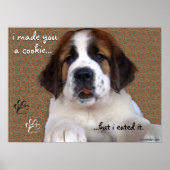St Bernard Puppy Cookie Poster (Voorkant)