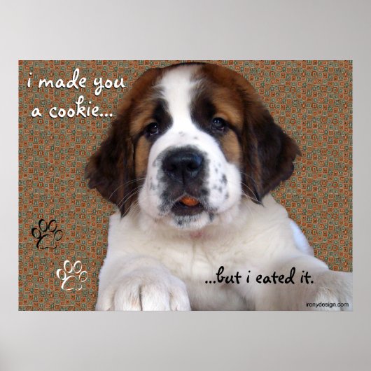 St Bernard Puppy Cookie Poster (Voorkant)