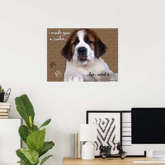 St Bernard Puppy Cookie Poster (Thuiskantoor)